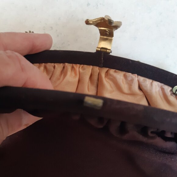 Small Vintage Fabric wristlet evening bag - Picture 6 of 9